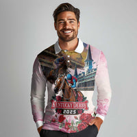 Kentucky Horses Racing 2025 Long Sleeve Polo Shirt Churchill Downs The Race for the Roses