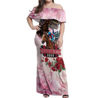 Kentucky Horses Racing 2025 Off Shoulder Maxi Dress Churchill Downs The Race for the Roses