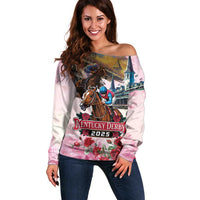 Kentucky Horses Racing 2025 Off Shoulder Sweater Churchill Downs The Race for the Roses