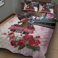Kentucky Horses Racing 2025 Quilt Bed Set Churchill Downs The Race for the Roses