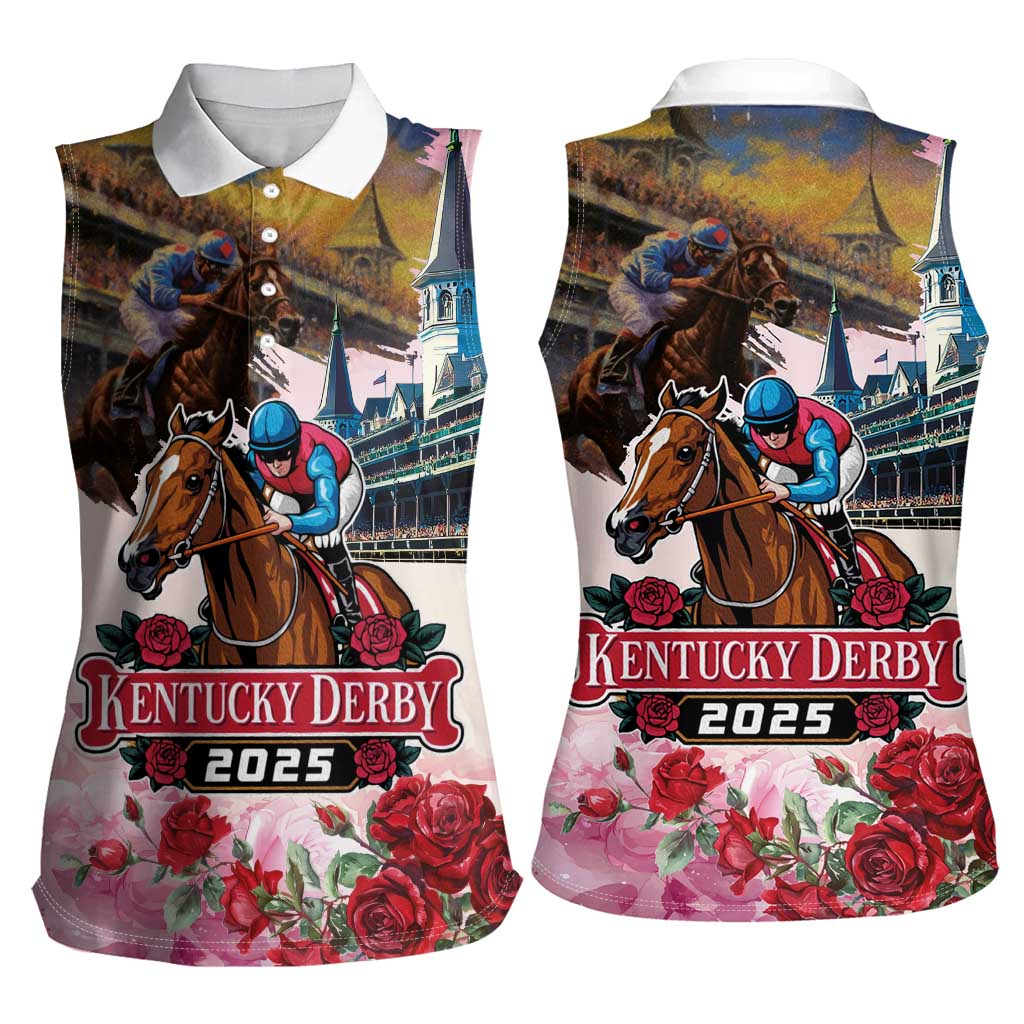 Kentucky Horses Racing 2025 Women Sleeveless Polo Shirt Churchill Downs The Race for the Roses