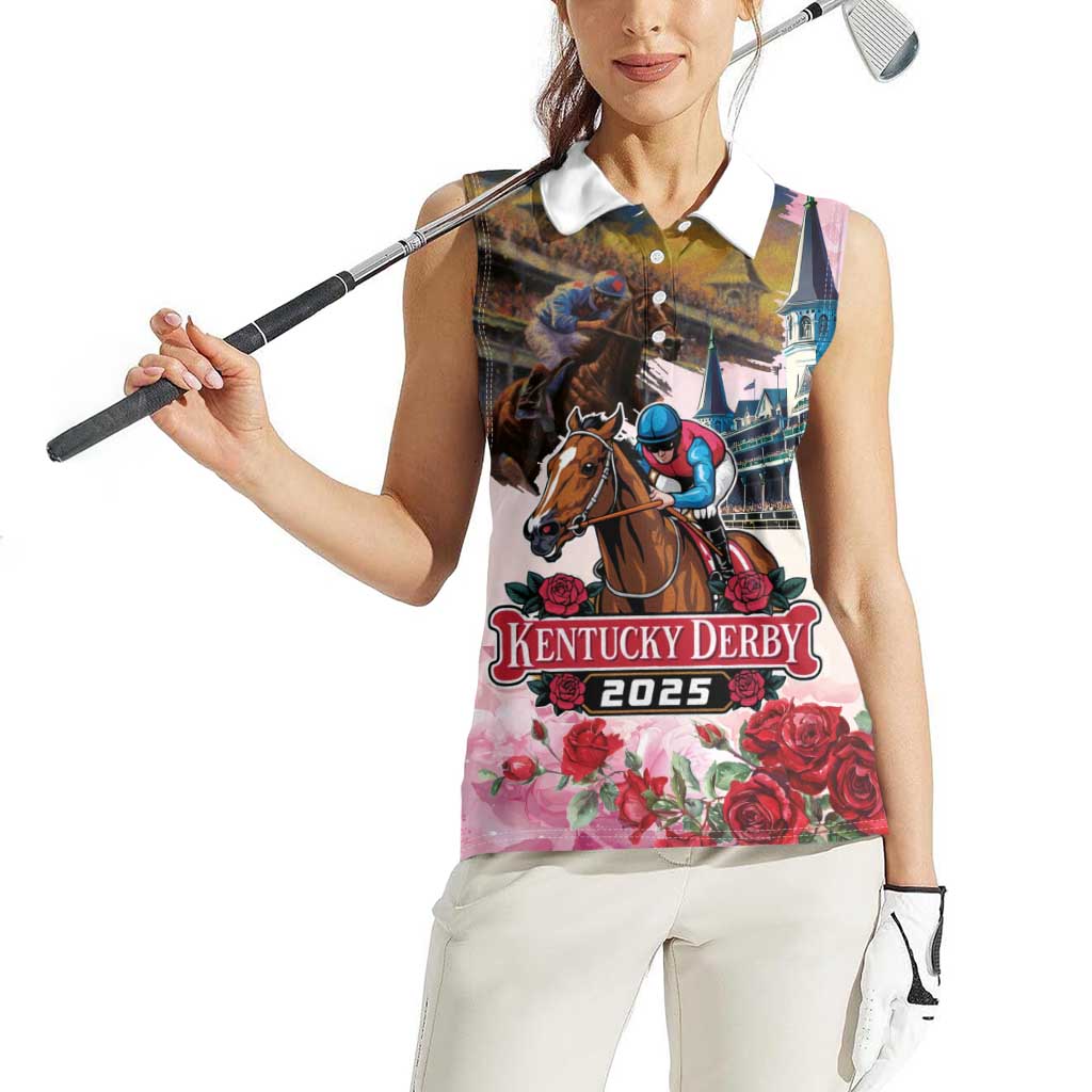 Kentucky Horses Racing 2025 Women Sleeveless Polo Shirt Churchill Downs The Race for the Roses