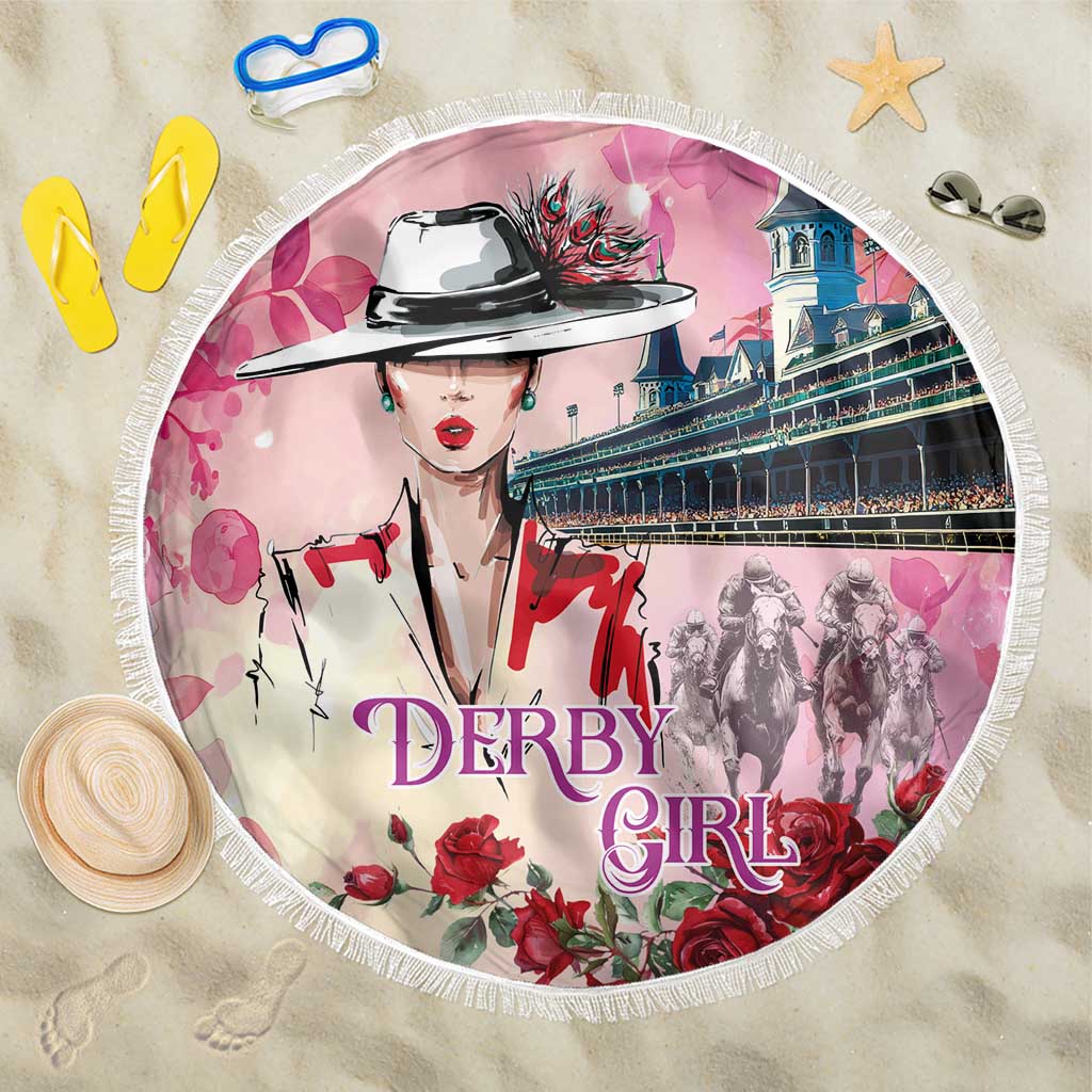 Kentucky Horses Racing Beach Blanket Churchill Downs Derby Girl Watercolor Style
