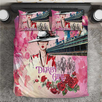 Kentucky Horses Racing Bedding Set Churchill Downs Derby Girl Watercolor Style