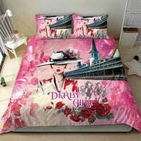 Kentucky Horses Racing Bedding Set Churchill Downs Derby Girl Watercolor Style