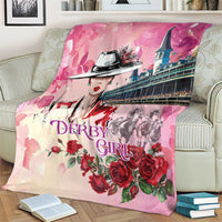 Kentucky Horses Racing Blanket Churchill Downs Derby Girl Watercolor Style