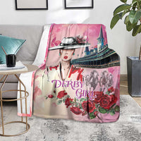 Kentucky Horses Racing Blanket Churchill Downs Derby Girl Watercolor Style