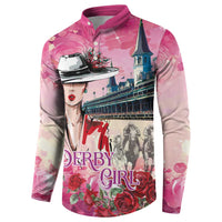 Kentucky Horses Racing Button Sweatshirt Churchill Downs Derby Girl Watercolor Style