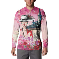 Kentucky Horses Racing Button Sweatshirt Churchill Downs Derby Girl Watercolor Style