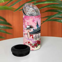 Kentucky Horses Racing 4 in 1 Can Cooler Tumbler Churchill Downs Derby Girl Watercolor Style