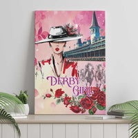 Kentucky Horses Racing Canvas Wall Art Churchill Downs Derby Girl Watercolor Style