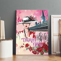 Kentucky Horses Racing Canvas Wall Art Churchill Downs Derby Girl Watercolor Style