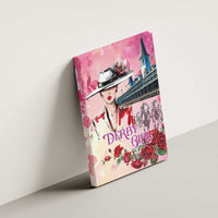 Kentucky Horses Racing Canvas Wall Art Churchill Downs Derby Girl Watercolor Style