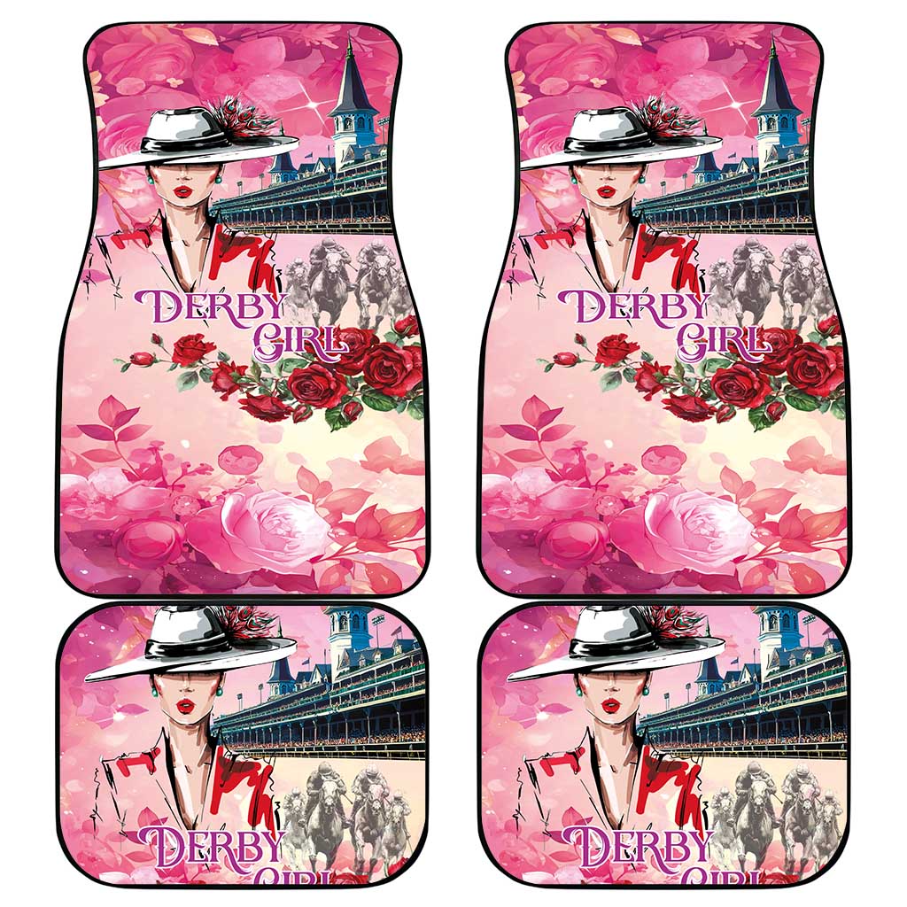 Kentucky Horses Racing Car Mats Churchill Downs Derby Girl Watercolor Style