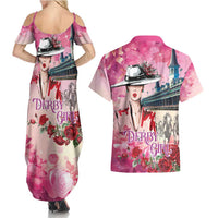 Kentucky Horses Racing Couples Matching Summer Maxi Dress and Hawaiian Shirt Churchill Downs Derby Girl Watercolor Style