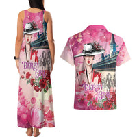 Kentucky Horses Racing Couples Matching Tank Maxi Dress and Hawaiian Shirt Churchill Downs Derby Girl Watercolor Style