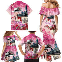 Kentucky Horses Racing Family Matching Mermaid Dress and Hawaiian Shirt Churchill Downs Derby Girl Watercolor Style