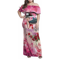 Kentucky Horses Racing Family Matching Off Shoulder Maxi Dress and Hawaiian Shirt Churchill Downs Derby Girl Watercolor Style