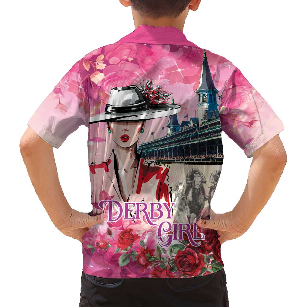 Kentucky Horses Racing Family Matching Off Shoulder Short Dress and Hawaiian Shirt Churchill Downs Derby Girl Watercolor Style