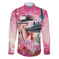 Kentucky Horses Racing Family Matching Off Shoulder Short Dress and Hawaiian Shirt Churchill Downs Derby Girl Watercolor Style