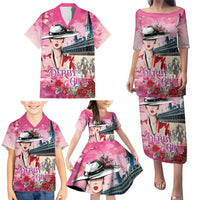 Kentucky Horses Racing Family Matching Puletasi and Hawaiian Shirt Churchill Downs Derby Girl Watercolor Style