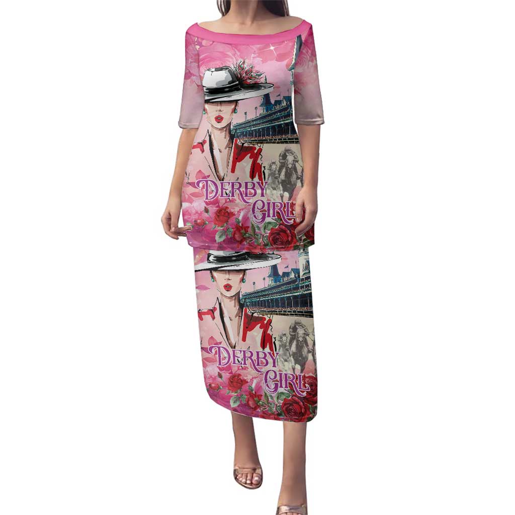 Kentucky Horses Racing Family Matching Puletasi and Hawaiian Shirt Churchill Downs Derby Girl Watercolor Style