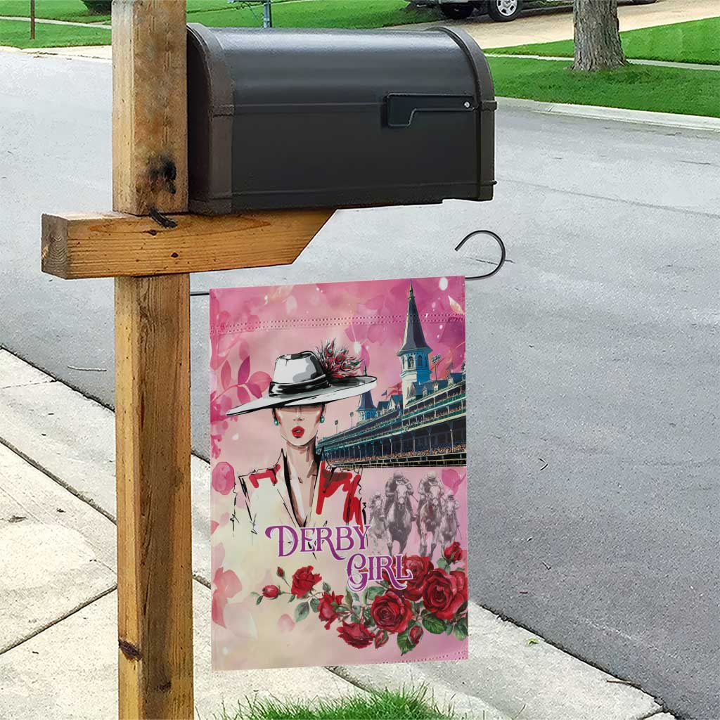 Kentucky Horses Racing Garden Flag Churchill Downs Derby Girl Watercolor Style