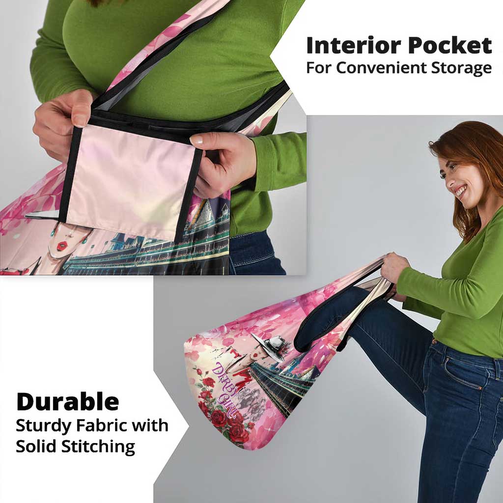 Kentucky Horses Racing Grocery Bag Churchill Downs Derby Girl Watercolor Style