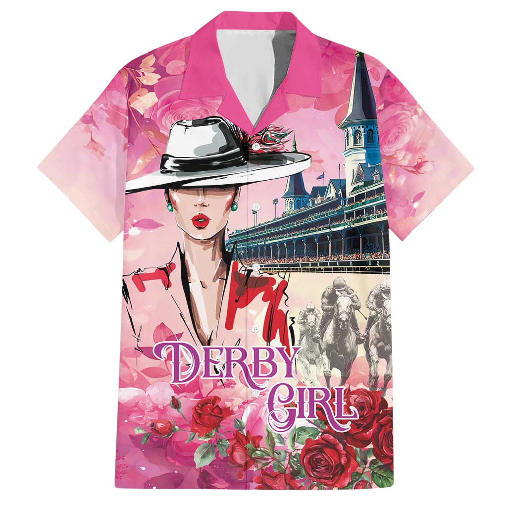 Kentucky Horses Racing Hawaiian Shirt Churchill Downs Derby Girl Watercolor Style