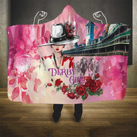 Kentucky Horses Racing Hooded Blanket Churchill Downs Derby Girl Watercolor Style