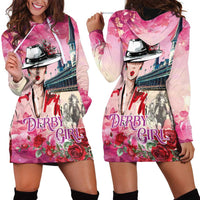 Kentucky Horses Racing Hoodie Dress Churchill Downs Derby Girl Watercolor Style