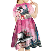 Kentucky Horses Racing Kid Short Sleeve Dress Churchill Downs Derby Girl Watercolor Style