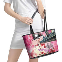 Kentucky Horses Racing Leather Tote Bag Churchill Downs Derby Girl Watercolor Style