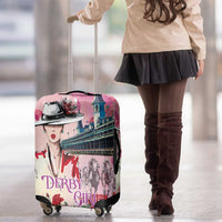 Kentucky Horses Racing Luggage Cover Churchill Downs Derby Girl Watercolor Style