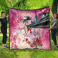 Kentucky Horses Racing Quilt Churchill Downs Derby Girl Watercolor Style