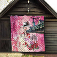 Kentucky Horses Racing Quilt Churchill Downs Derby Girl Watercolor Style