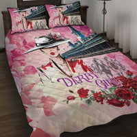 Kentucky Horses Racing Quilt Bed Set Churchill Downs Derby Girl Watercolor Style