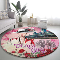 Kentucky Horses Racing Round Carpet Churchill Downs Derby Girl Watercolor Style