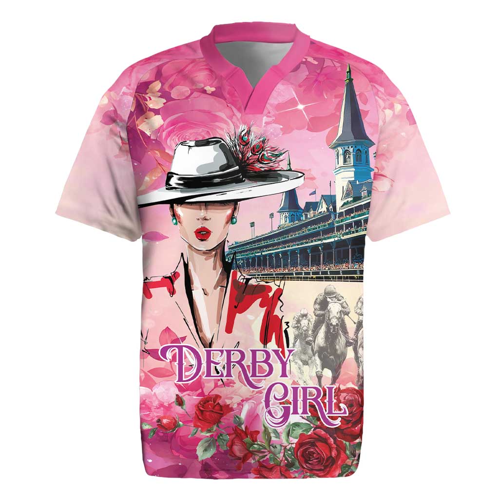 Kentucky Horses Racing Rugby Jersey Churchill Downs Derby Girl Watercolor Style