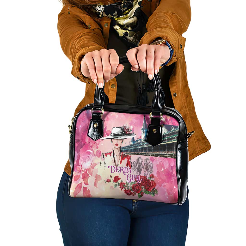 Kentucky Horses Racing Shoulder Handbag Churchill Downs Derby Girl Watercolor Style