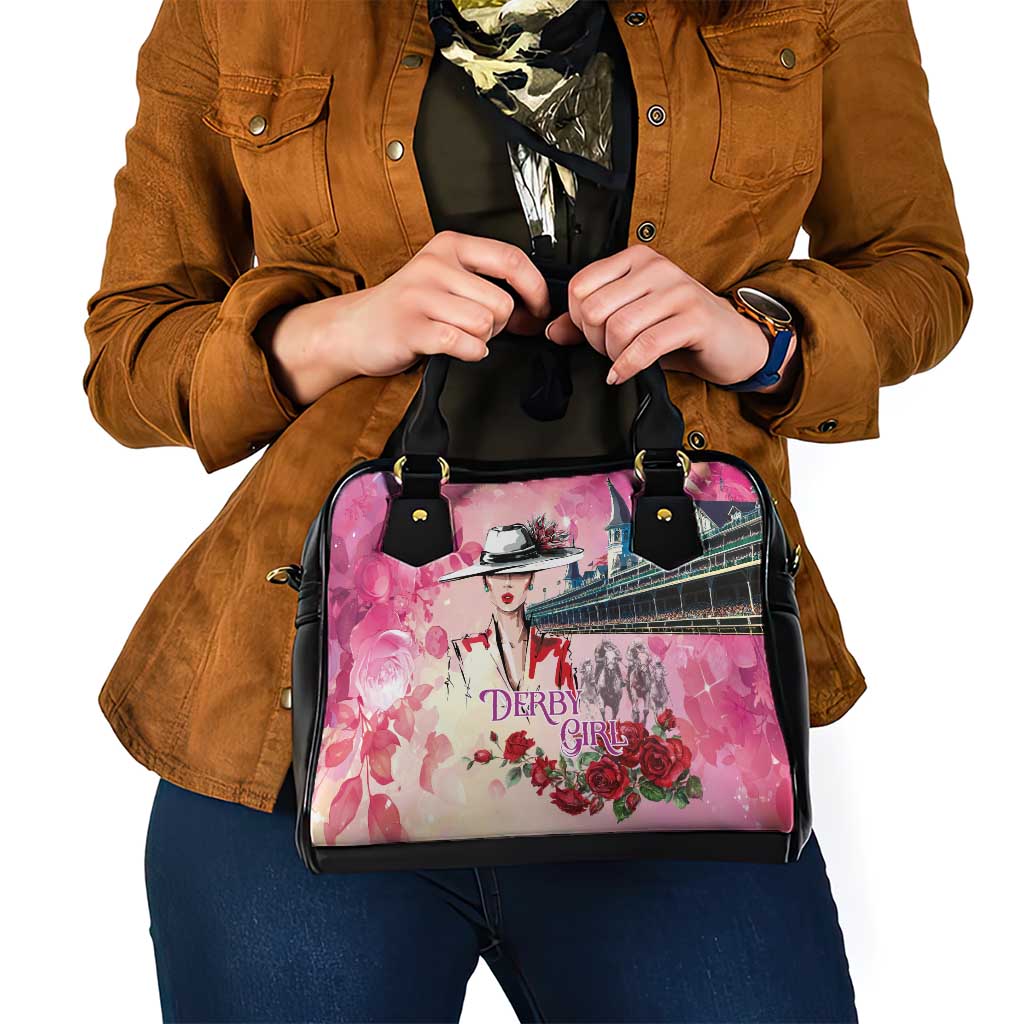 Kentucky Horses Racing Shoulder Handbag Churchill Downs Derby Girl Watercolor Style