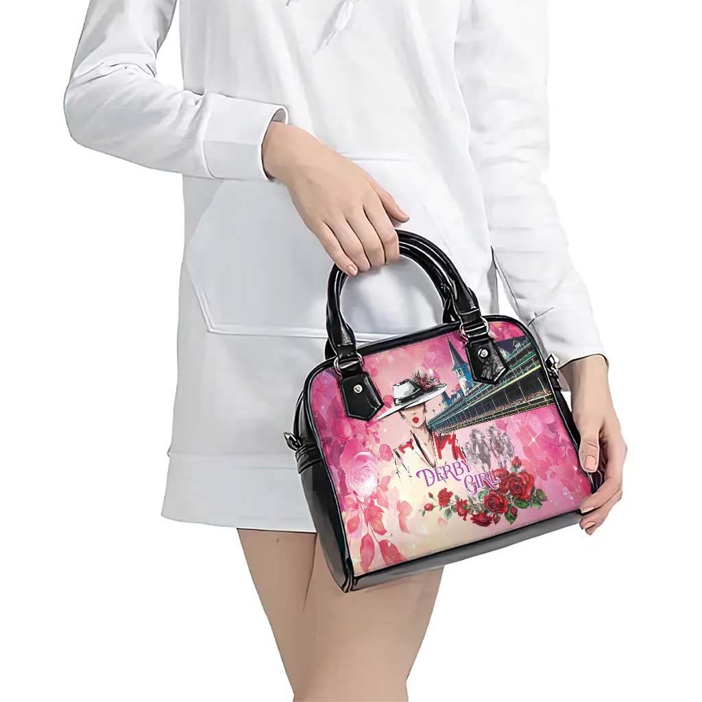 Kentucky Horses Racing Shoulder Handbag Churchill Downs Derby Girl Watercolor Style