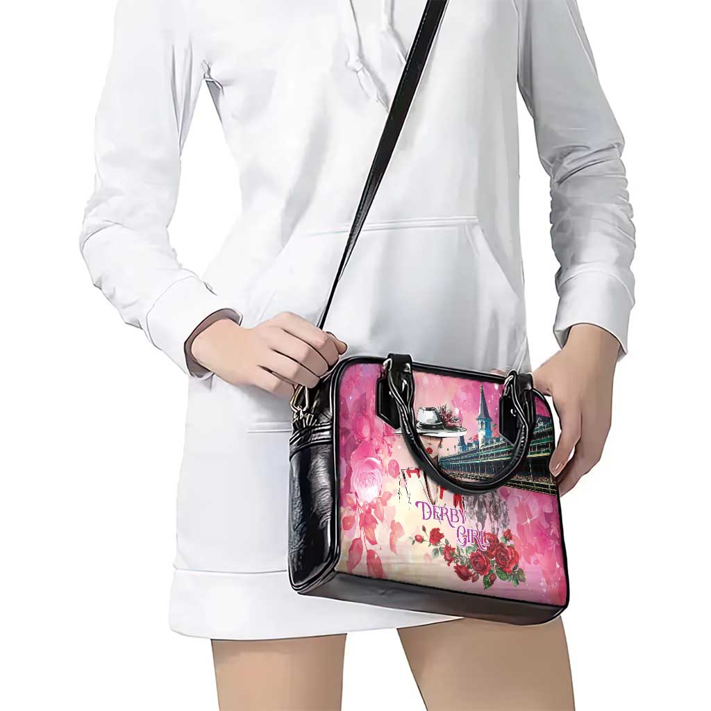 Kentucky Horses Racing Shoulder Handbag Churchill Downs Derby Girl Watercolor Style