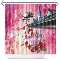 Kentucky Horses Racing Shower Curtain Churchill Downs Derby Girl Watercolor Style
