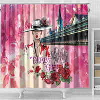 Kentucky Horses Racing Shower Curtain Churchill Downs Derby Girl Watercolor Style