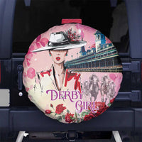Kentucky Horses Racing Spare Tire Cover Churchill Downs Derby Girl Watercolor Style