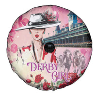 Kentucky Horses Racing Spare Tire Cover Churchill Downs Derby Girl Watercolor Style