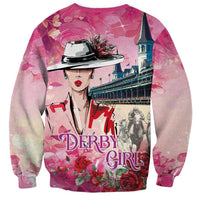 Kentucky Horses Racing Sweatshirt Churchill Downs Derby Girl Watercolor Style