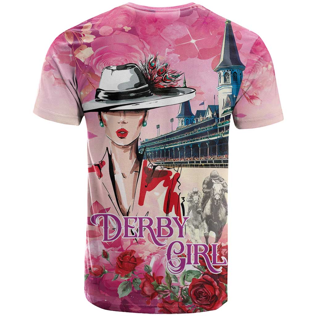Kentucky Horses Racing T Shirt Churchill Downs Derby Girl Watercolor Style