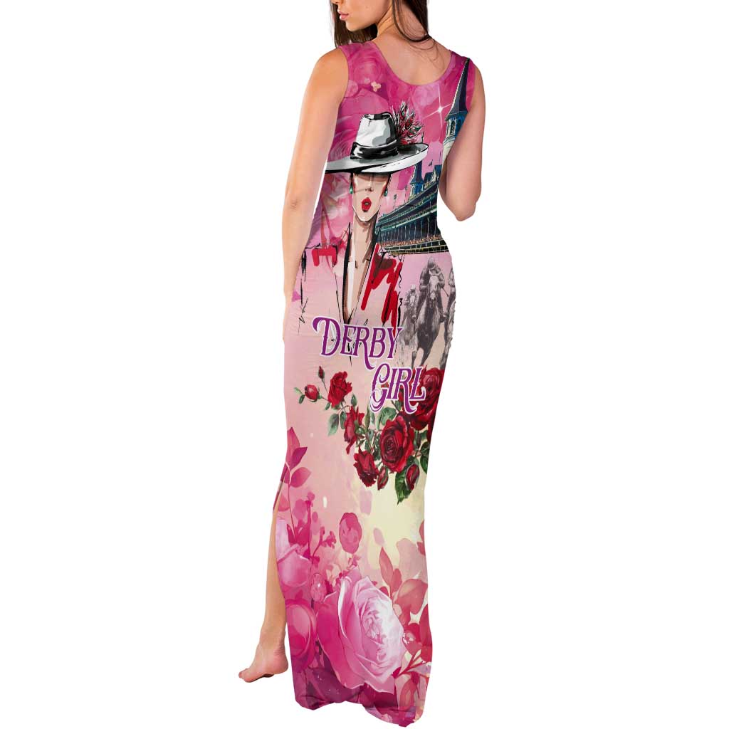 Kentucky Horses Racing Tank Maxi Dress Churchill Downs Derby Girl Watercolor Style